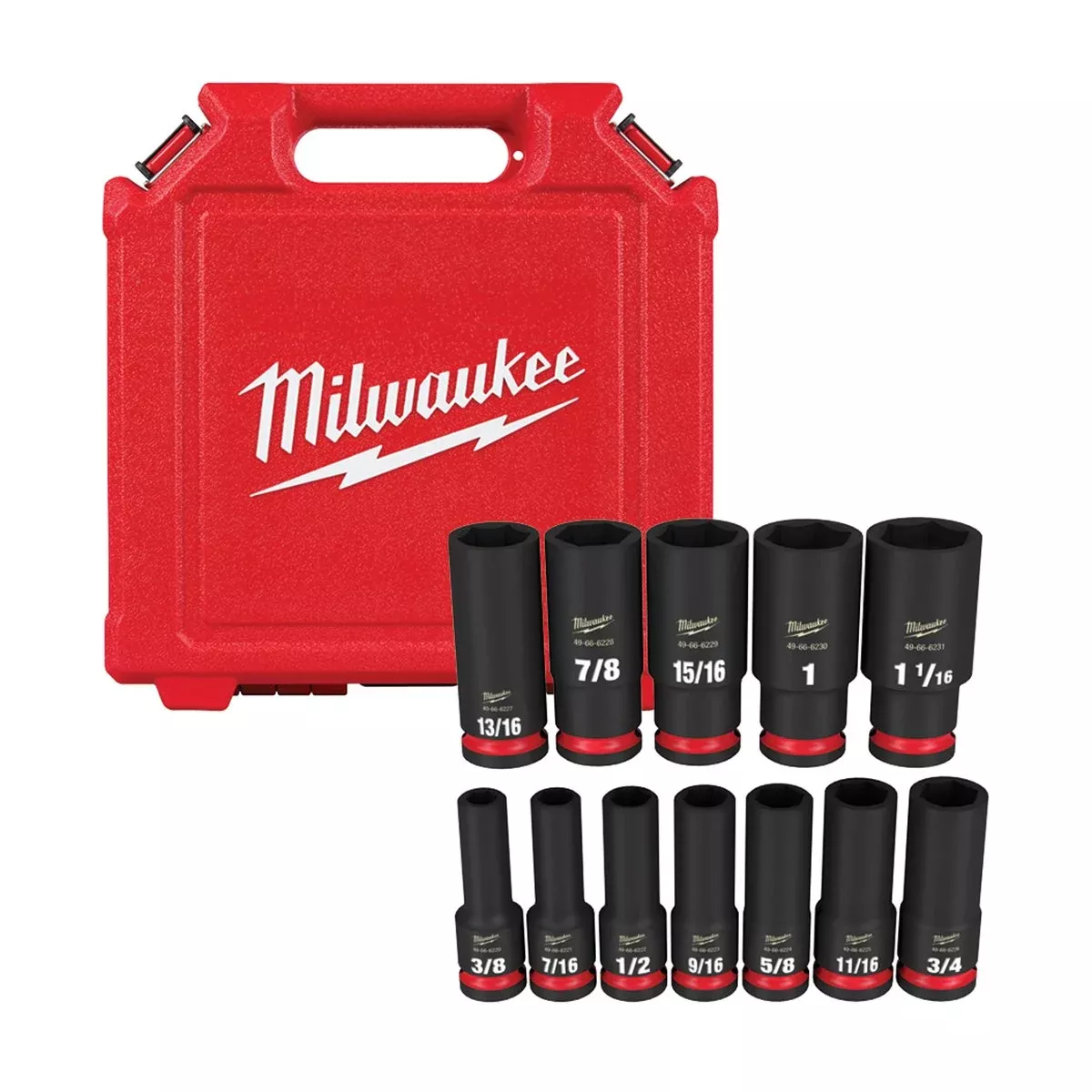 1/2″ Drive SAE Deep 6-Point Socket Set – 12 Piece