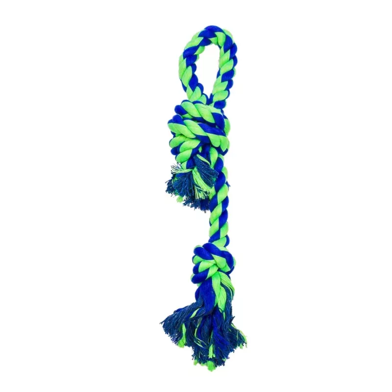 2 Knot Bone with Loop Handle Rope Blue/Green