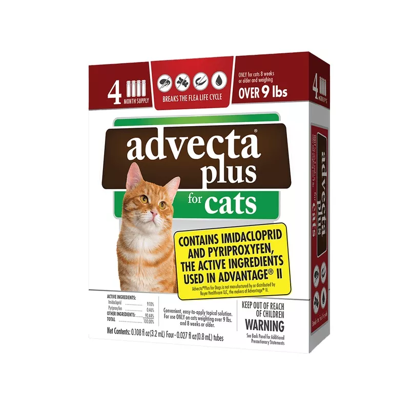 Advecta Plus LG Cat 9lbs+ 4 Pack Flea & Tick
