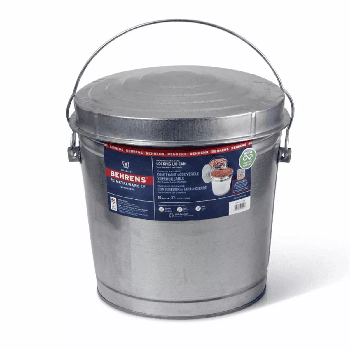 Behrens Galvanized Steel Can with Locking Lid