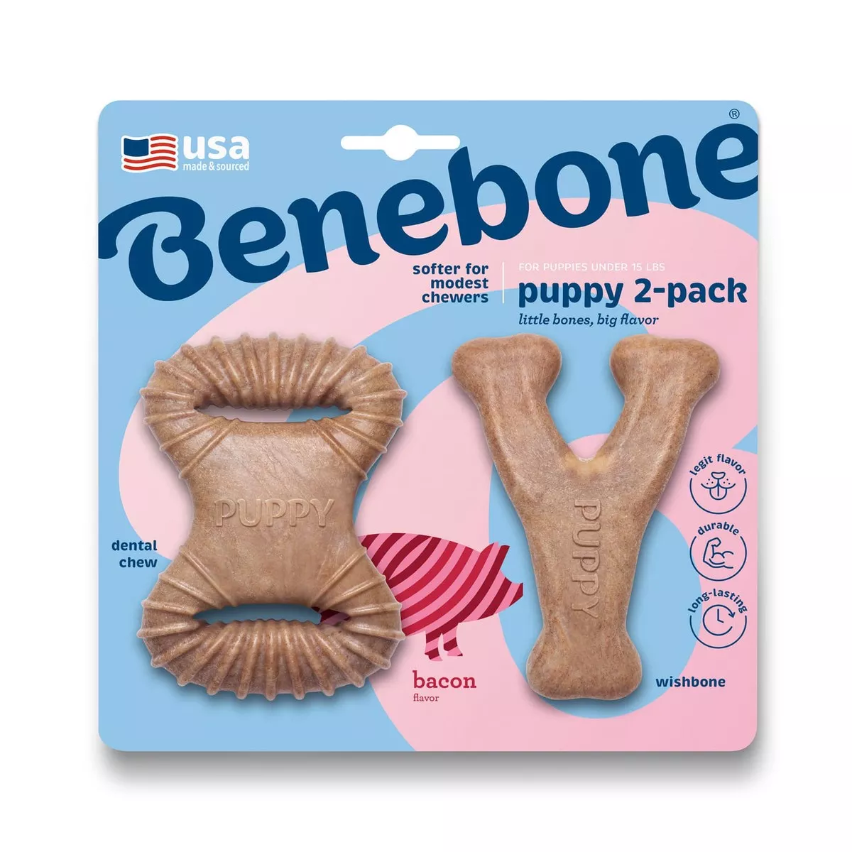 Benebone – Puppy 2-Pack Dental Chew/Wishbone (Tiny) – Bacon