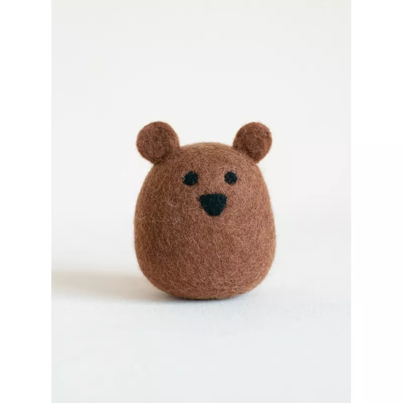 BROWN BEAR WOOL DOG TOY