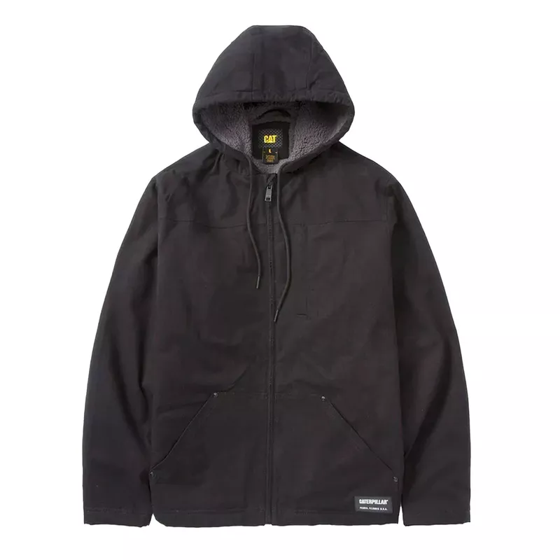 CAT Hooded Sherpa Lined Jacket Black