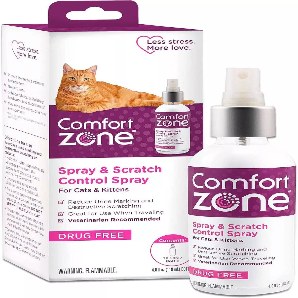 Comfort Zone Scratch Deterrent and Calming Spray for Cats