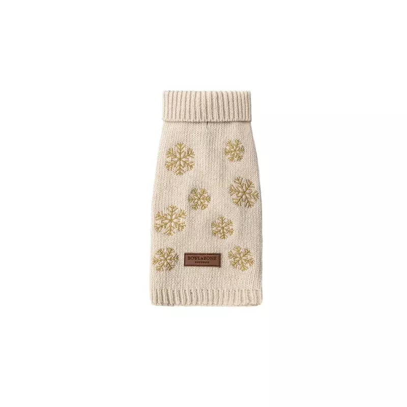 Cream SNOWFLAKE Dog Sweater by Bowl & Bone