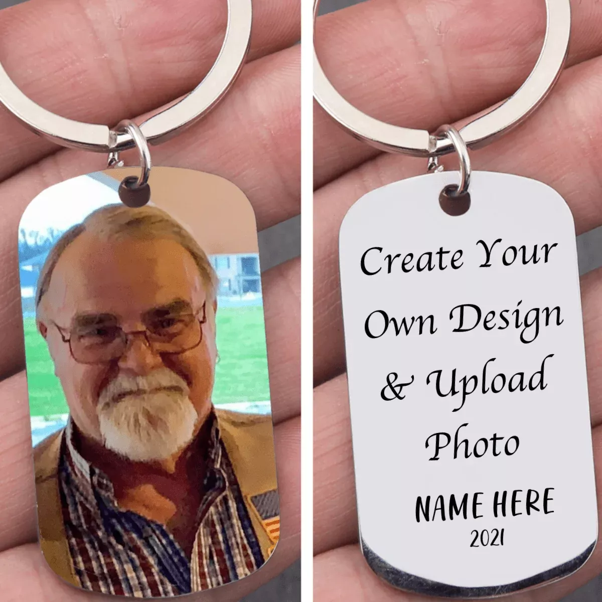 Custom Text Upload Photo Keychain