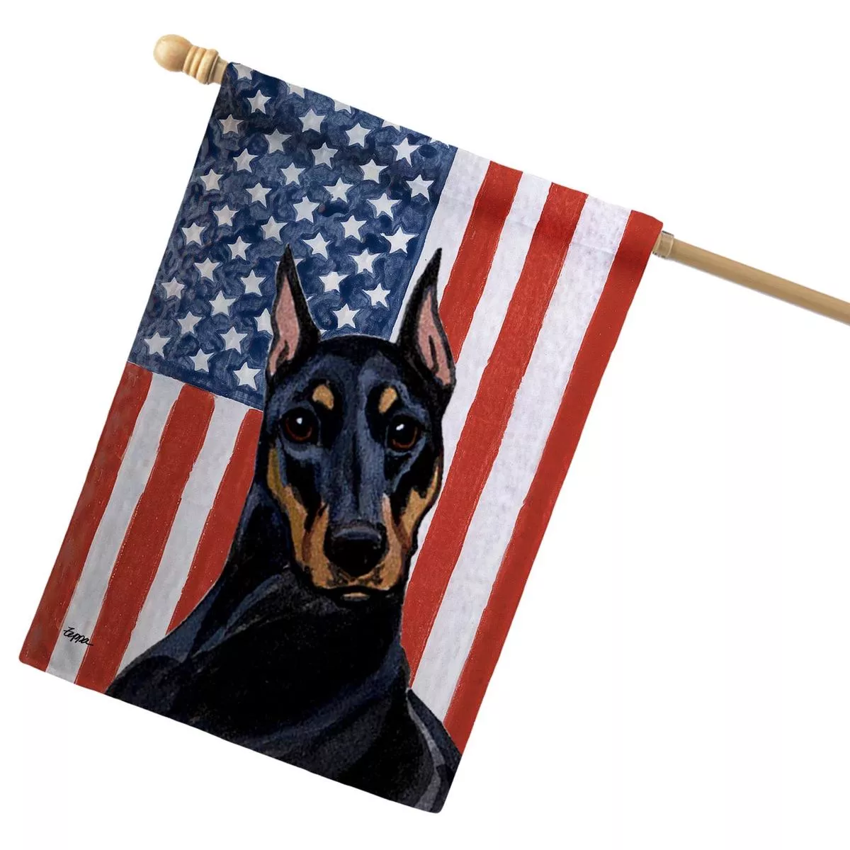 Doberman Pinscher Americana House Flag