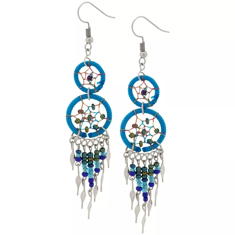 Double Dreamcatcher Dazzling Earrings Turquoise