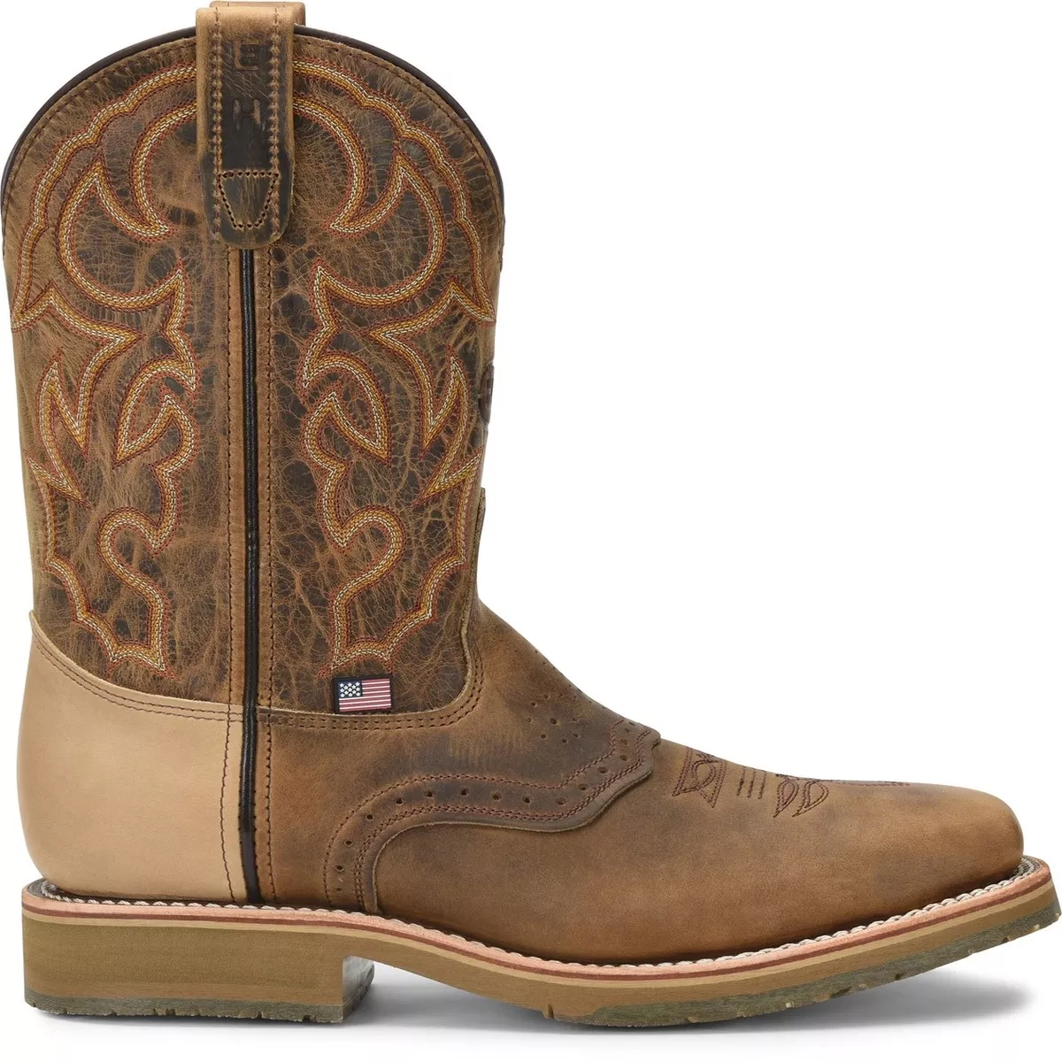 Double H Men's USA Square Toe Steel Toe Pull On Work Boot - Tan