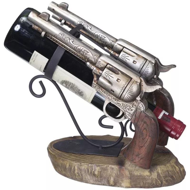 Double Pistol Wine Holder Brown
