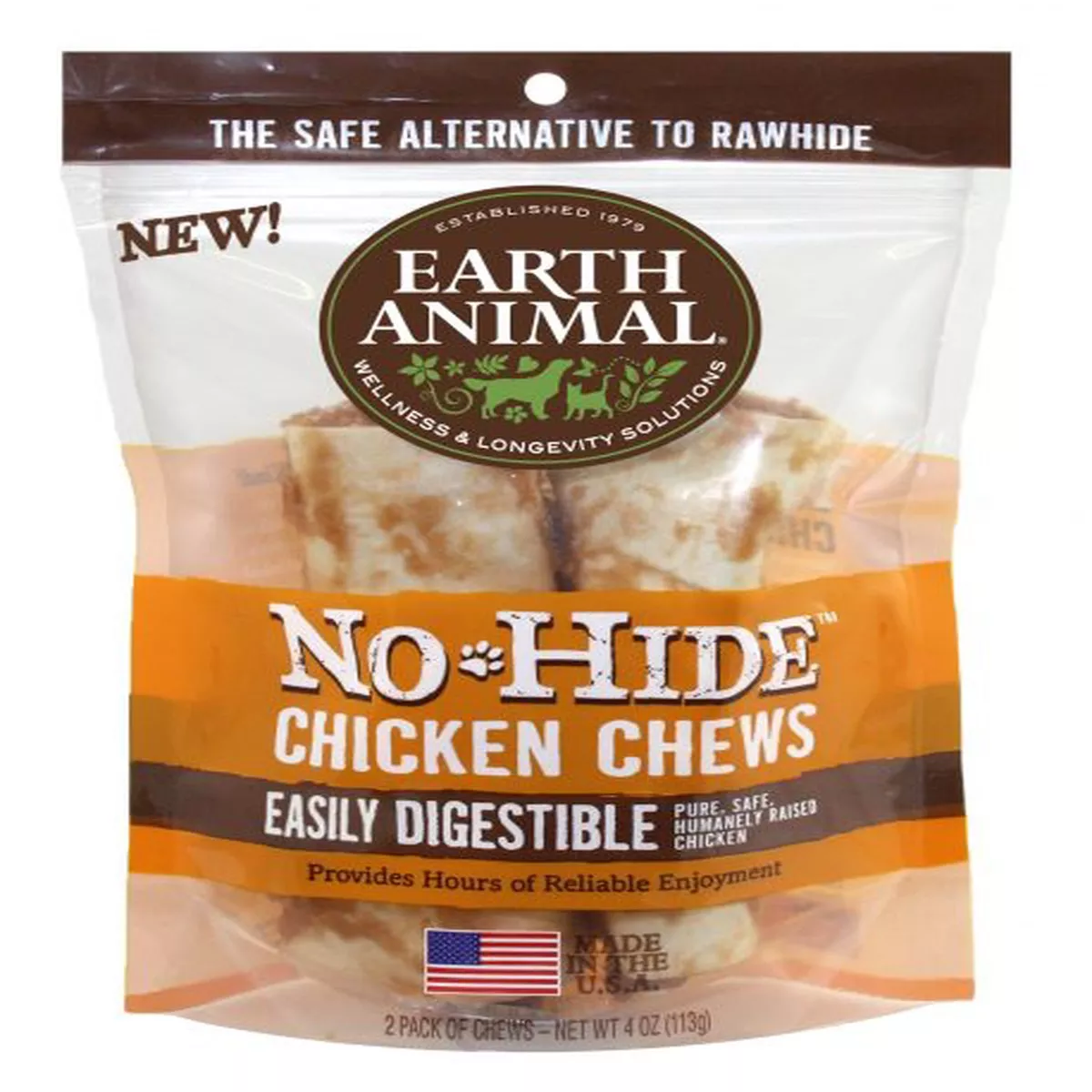 Earth Animal No-Hide Chicken 4" Chews 2 Pack