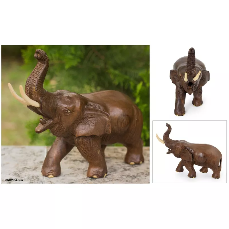Elephant Rain Tree & Ivory Wood Sculpture