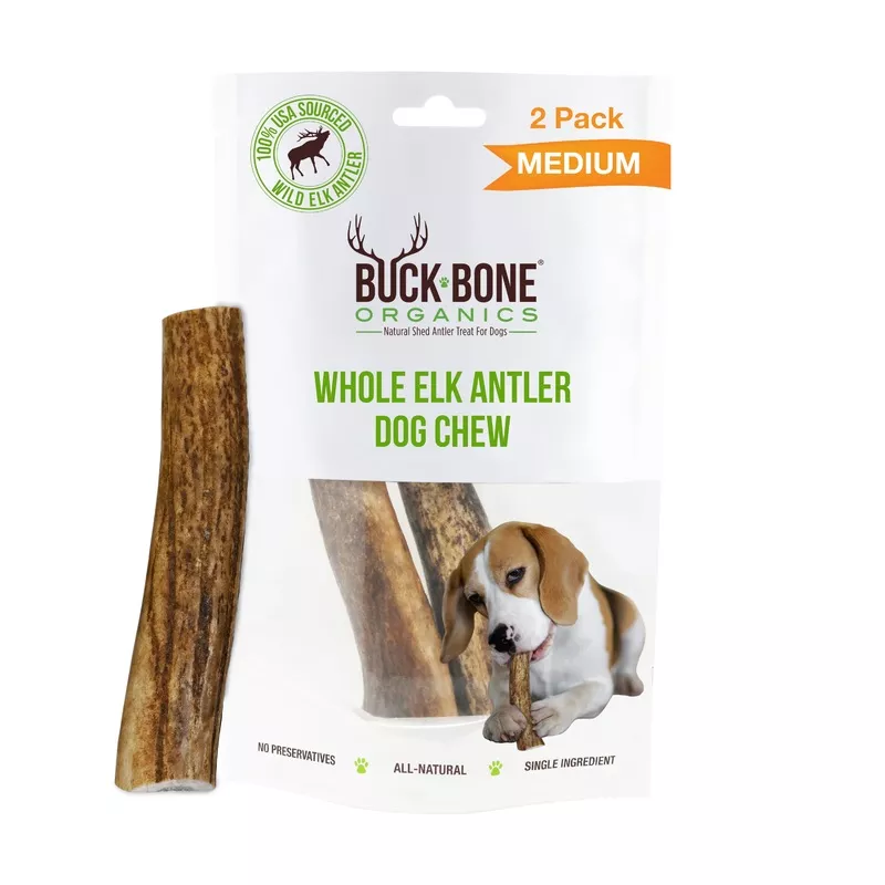 Elk Antler Dog Chew Medium Whole Double Pack