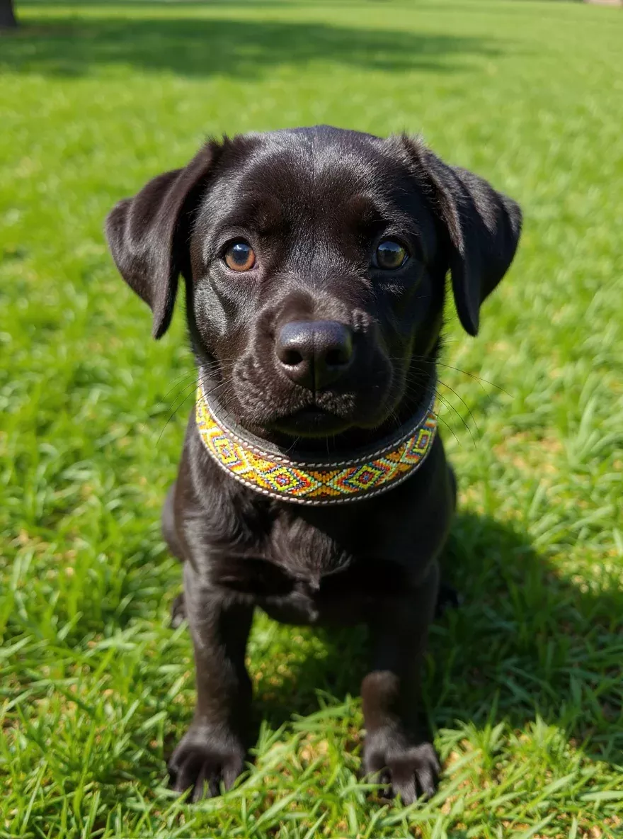 Epic Padded Leather Dog Collar with Beaded Design E