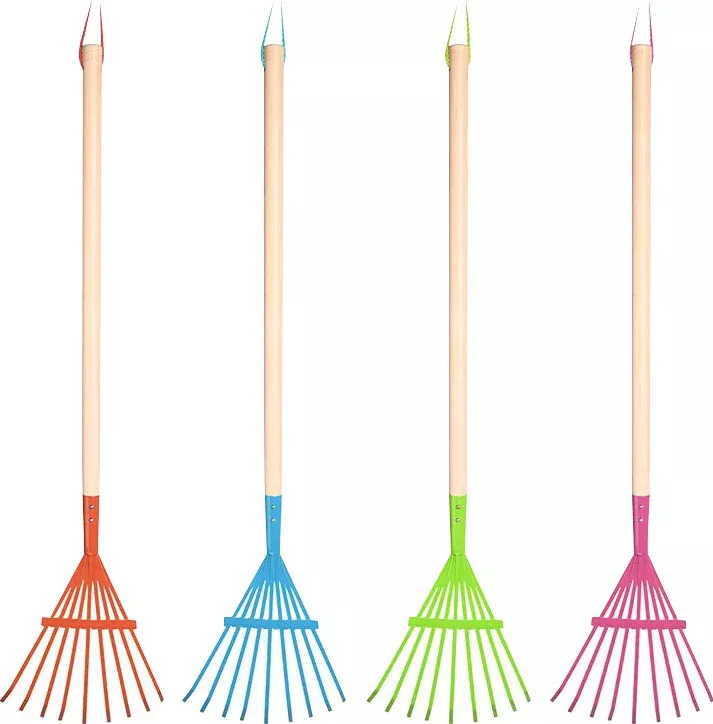 Esschert Childrens Metal Leaf Rake Wood Handle