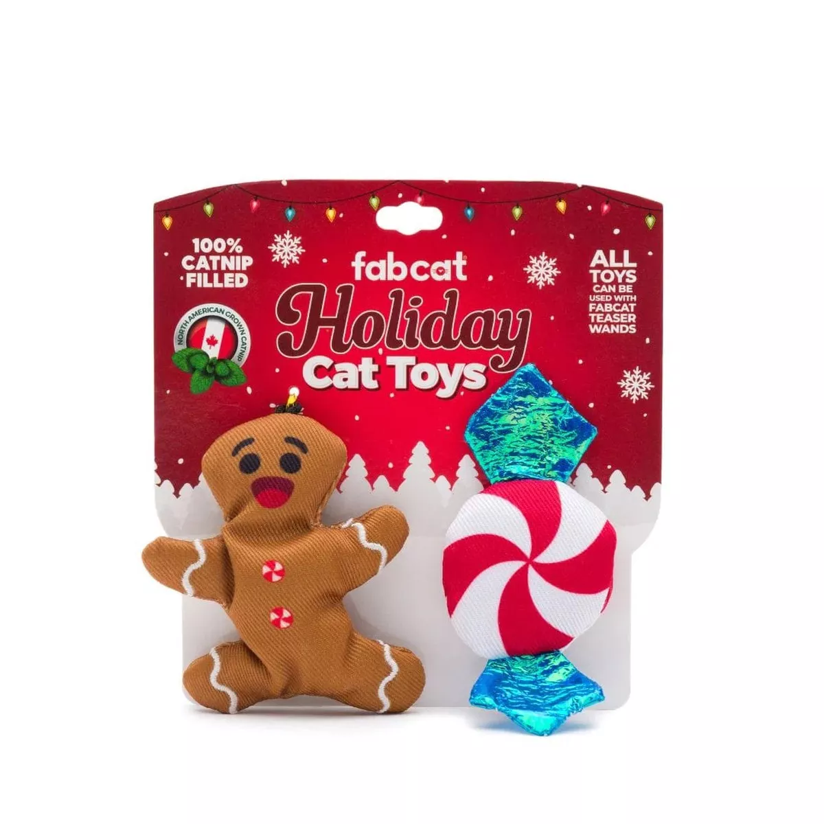 Fabcat Gingerbread/Peppermint 2-Pack Cat Toy