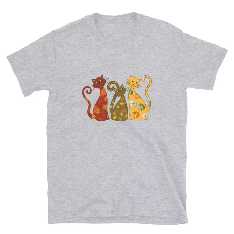 Festive Fall Cats T-Shirt Black