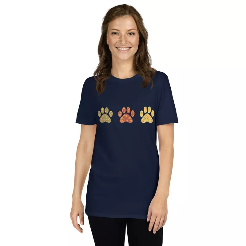 Festive Fall Paw Prints T-Shirt Black