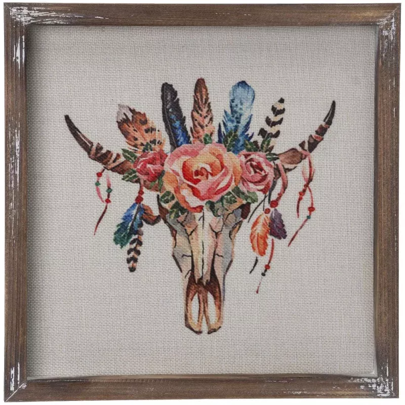 Floral Skull Wall Canvas Multi