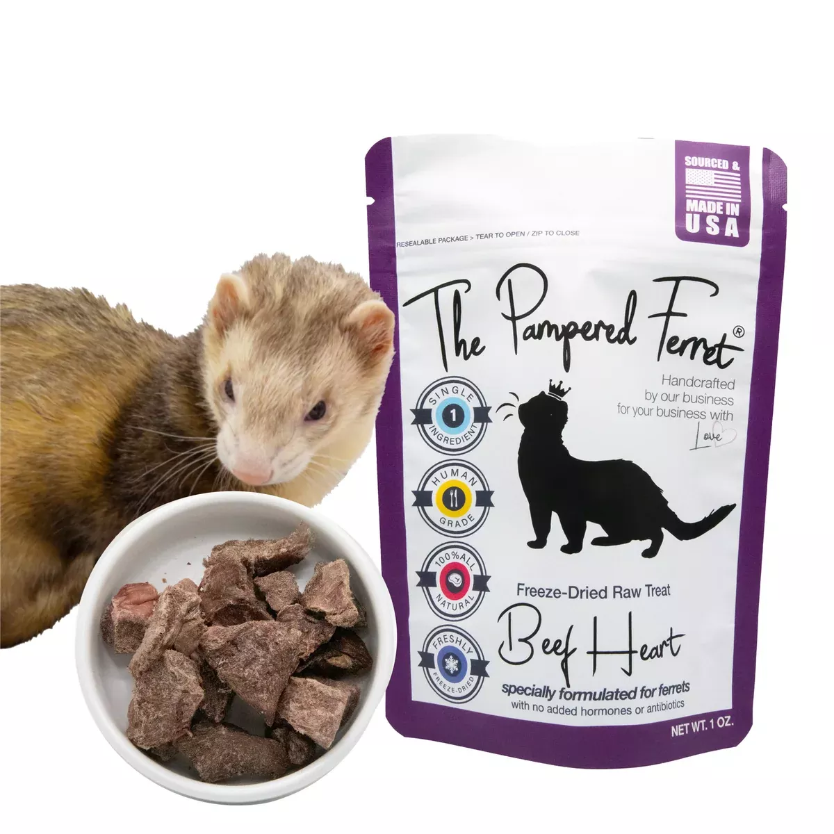 Freeze-Dried Raw Beef Heart Treat for Ferrets