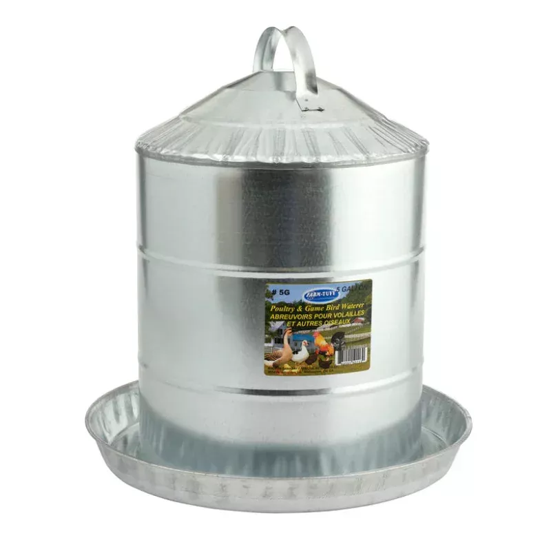 Galvanized Metal Poultry Waterer 5 Gallons