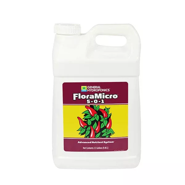 General Hydroponics, FloraMicro, 5-0-1, FloraSeries Advanced Nutrient System (2.5 Gallon)