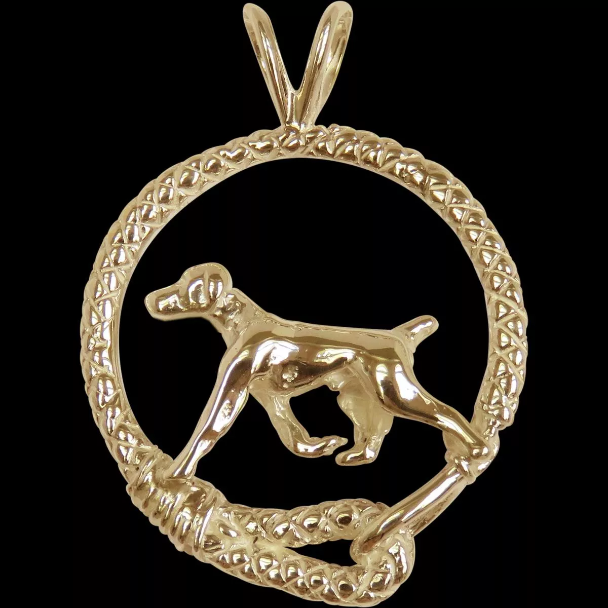 German Shorthaired Pointer Leash Solid 14K GoldPendant