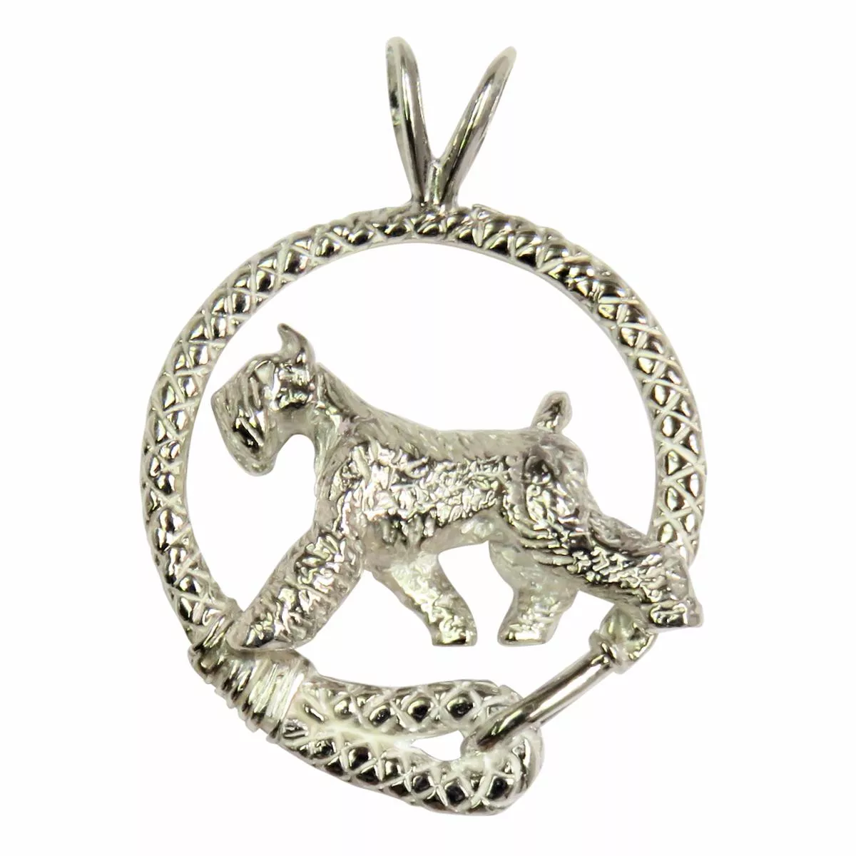 Giant Schnauzer in Solid Sterling Silver Leash Pendant