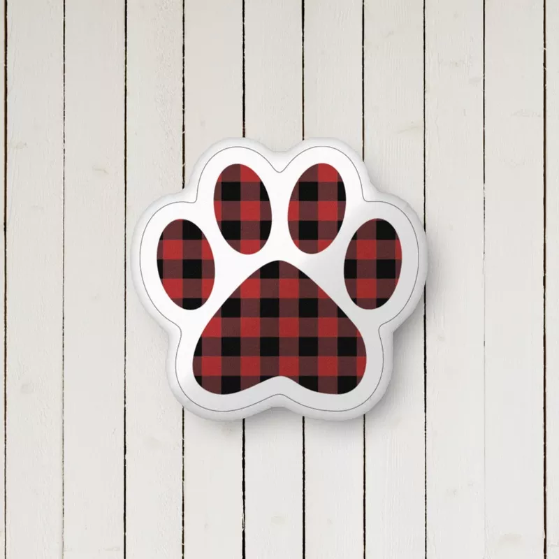 Gingham Paw Print Pillow