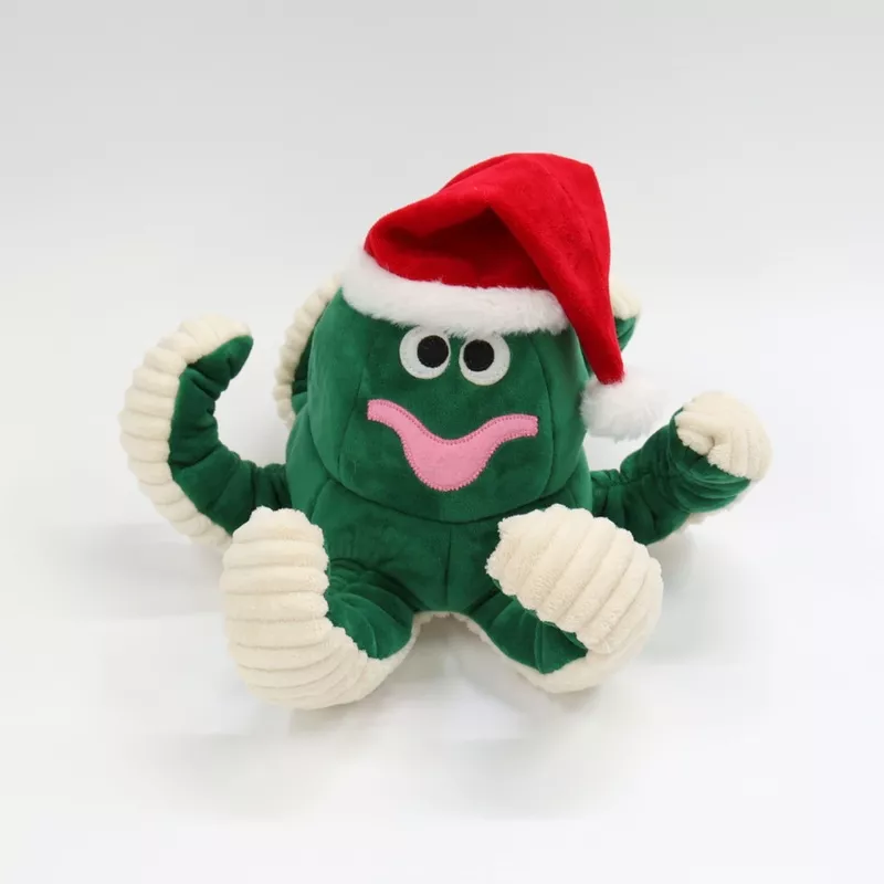 Green Octopus with Santa Hat 15″