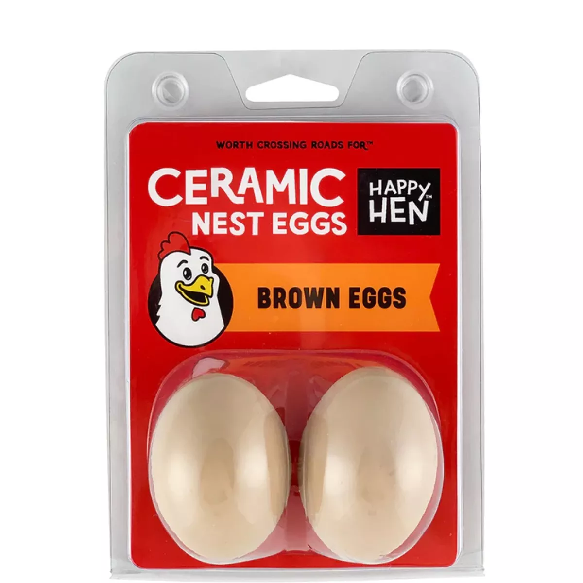 Happy Hen Brown Ceramic Nest Eggs for Hens - 2 Pieces