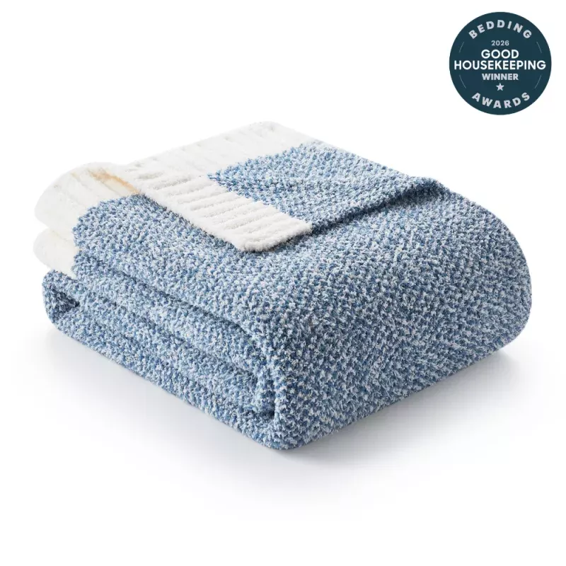 Heather Feather Yarn Throw Blanket - Misty Blue Misty Blue