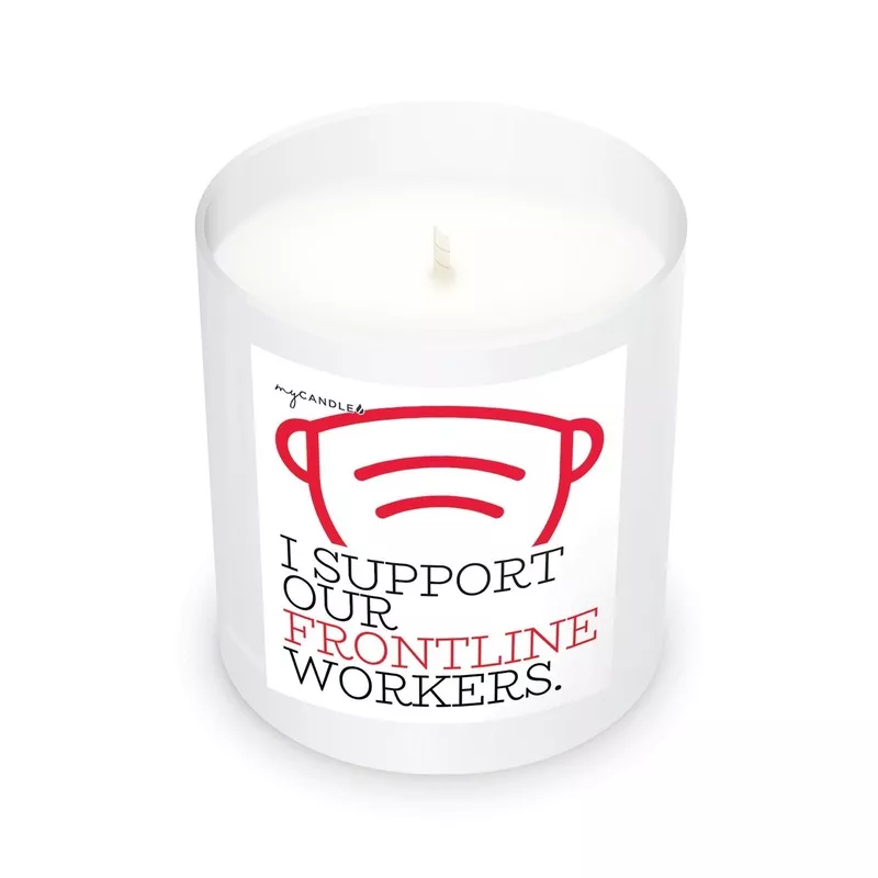 I Support Our Frontline Workers Candle White