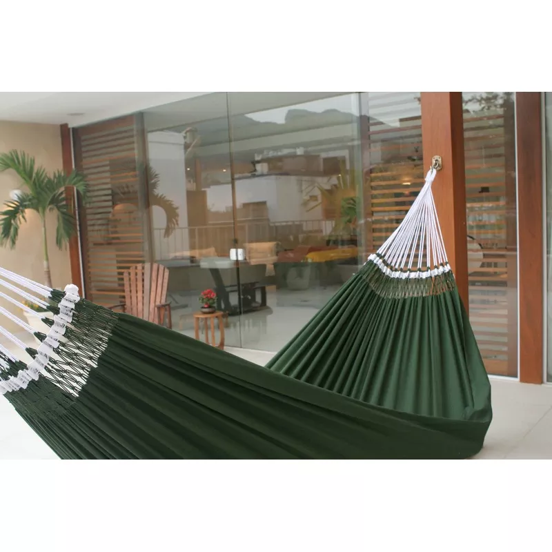 Ipanema Palm Brazilian Solid Green Cotton Fabric Hammock (Double)