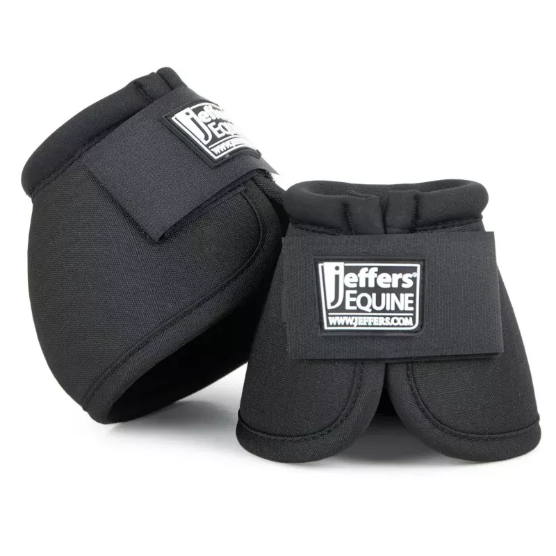 Jeffers No-Turn Bell Boots for Horses, Solid Colors, 2 ct Black