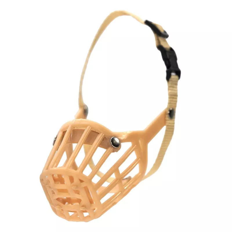 Jeffers Plastic Dog Muzzles with Nylon Web Adjustment Straps Tan