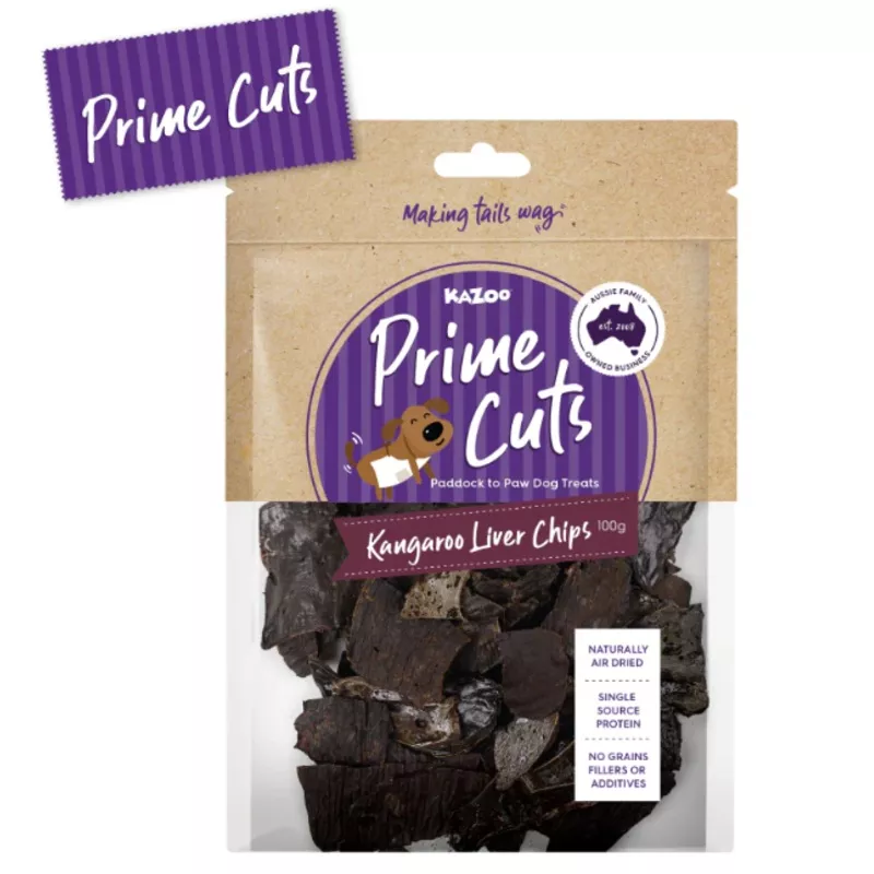 KAZOO PRIME CUTS KANGAROO LIVER CHIPS 100G
