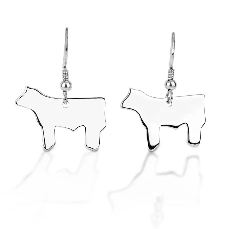 Kelly Herd Steer Hook Silhouette Earrings Silver