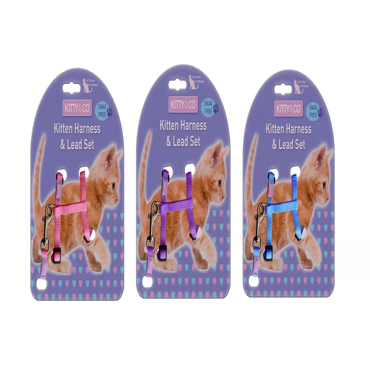Kitty&Co Nylon Adj Cat Harness&Lead Set Kitten Assorted