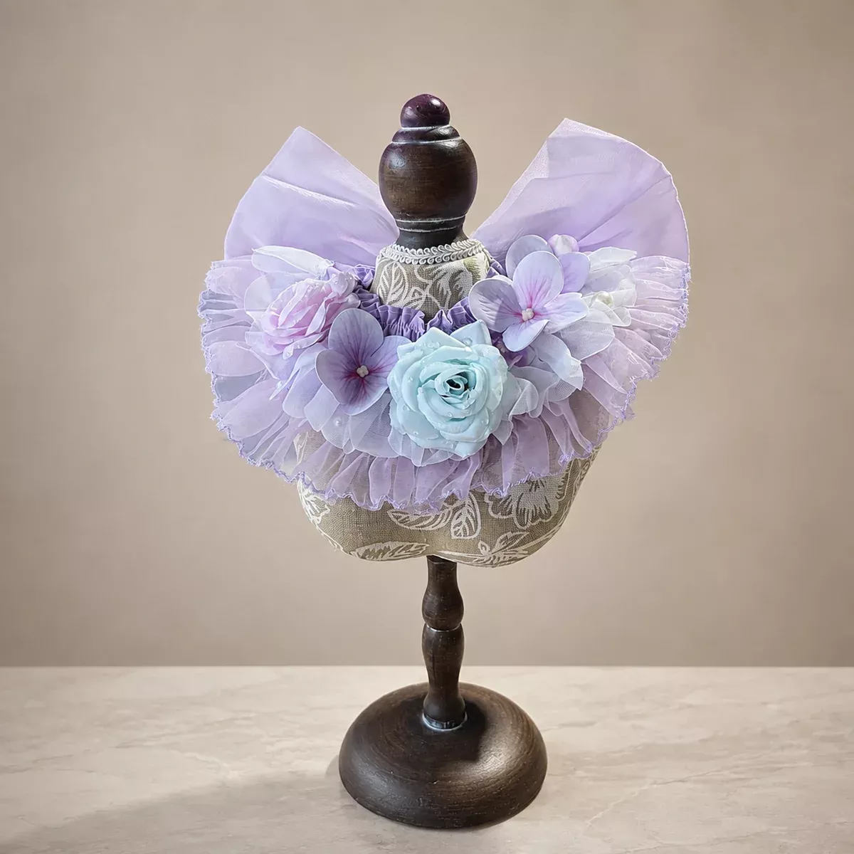 Lavender Blue Satin Lace Pet Bib Collar