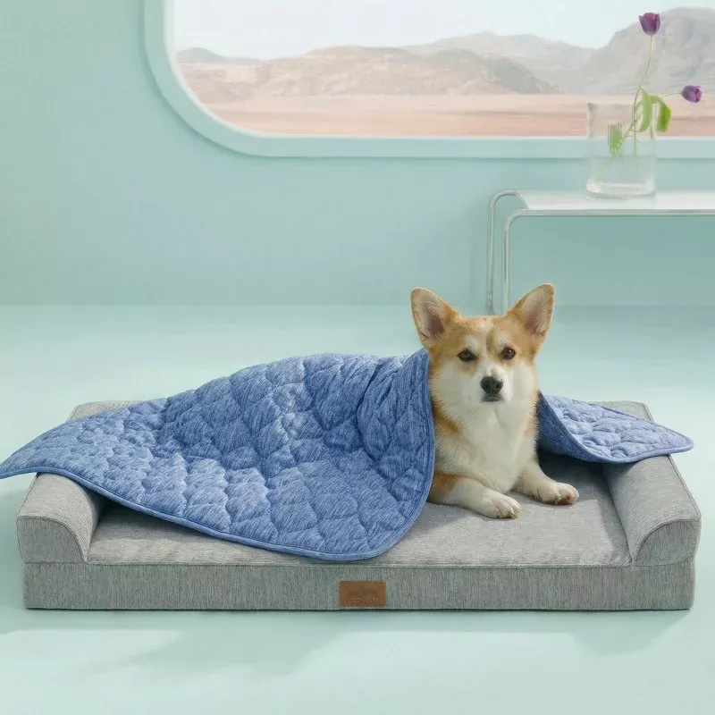 Leakproof Pet Cooling Blanket Misty Blue