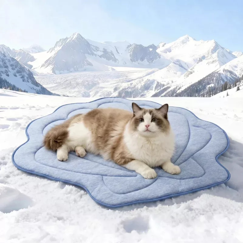Leakproof Shell Shape Pet Cooling Mat Misty Blue