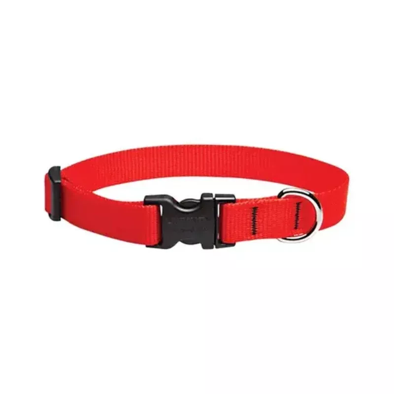 Lupine Pet 22502 Adjustable Collar Basic Solids Red Red Nylon Dog Red
