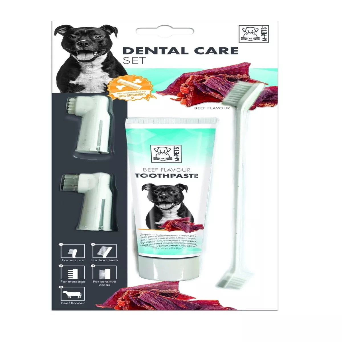M-PETS Dental Care Set - Beef Flavor Toothpaste Kit