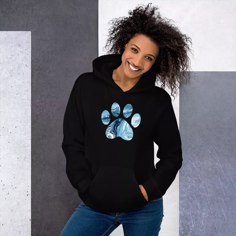 Marbled Paw Hoodie Black