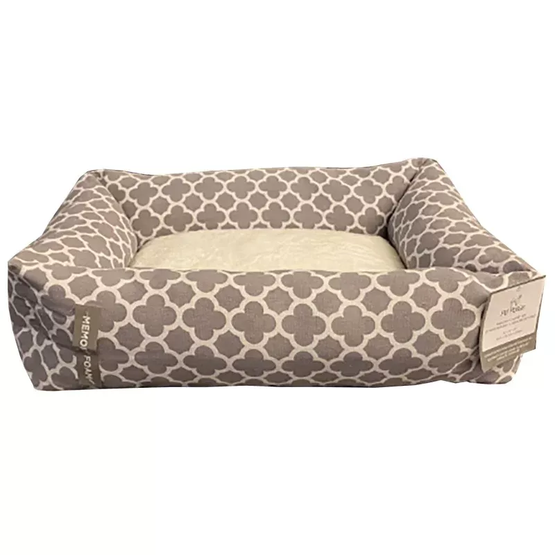 Memory Foam Rectangle Bed With Sherpa Lining Vanilla Ice