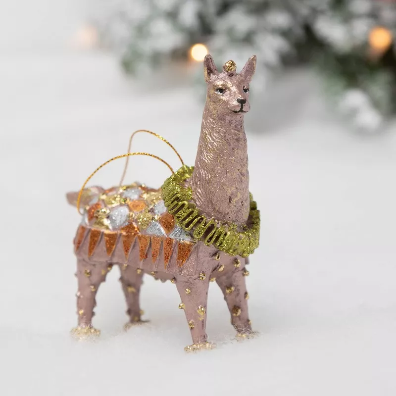 Merry Llama Ornament Pink