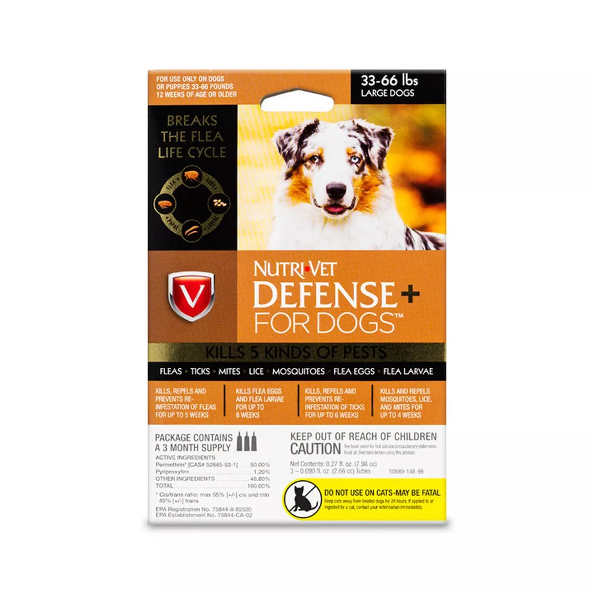 NutriVet Defense Plus Flea & Tick for Large Dogs 3pack