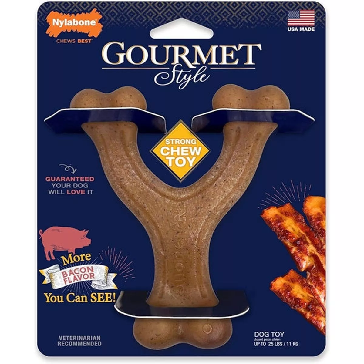 Nylabone Gourmet Chew Wishbone Bacon