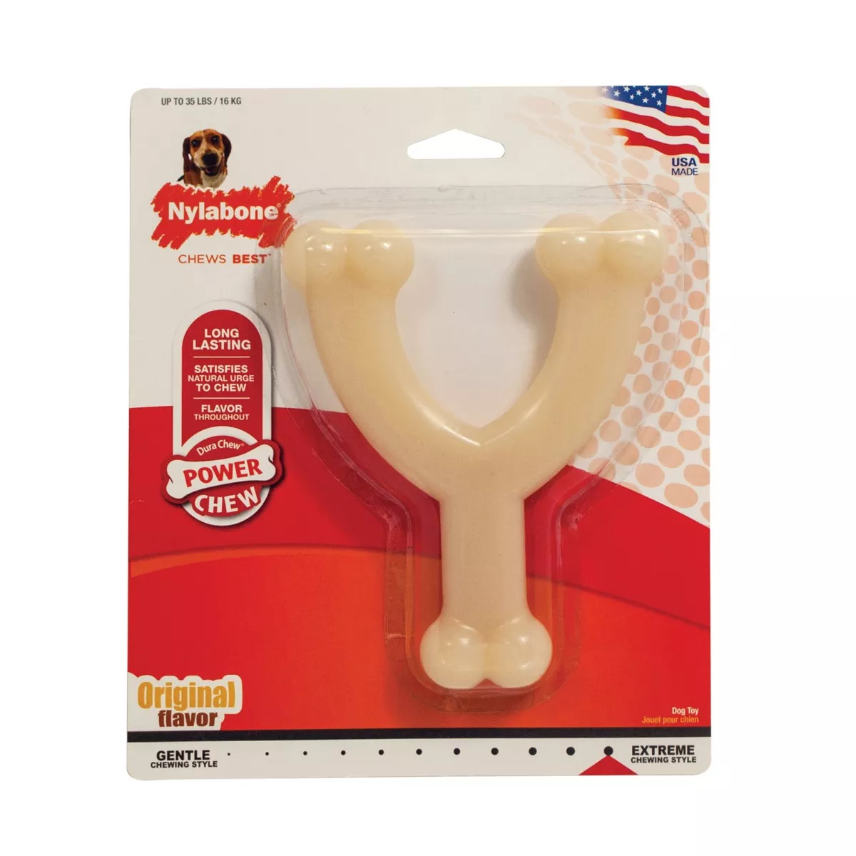 Nylabone Power Chew Long-Lasting Wishbone Dog Toy - Medium